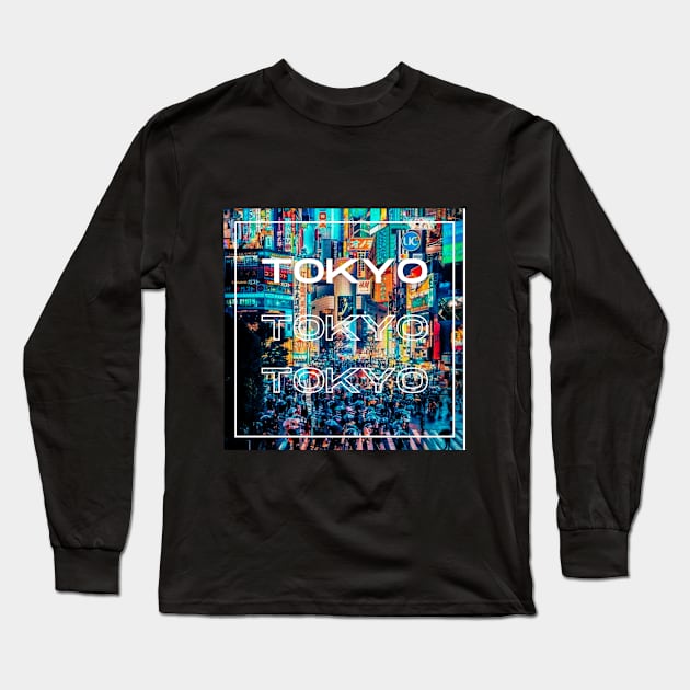 Tokyo city - neon night Long Sleeve T-Shirt by WallStreet Arts